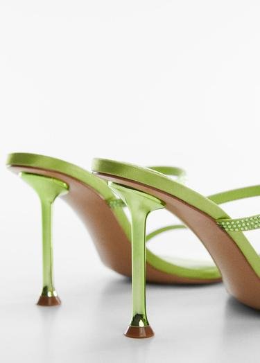  Mango Kadın Strass Bantlı Topuklu Ayakkabı Pastel Yeşil