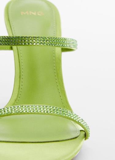 Mango Kadın Strass Bantlı Topuklu Ayakkabı Pastel Yeşil