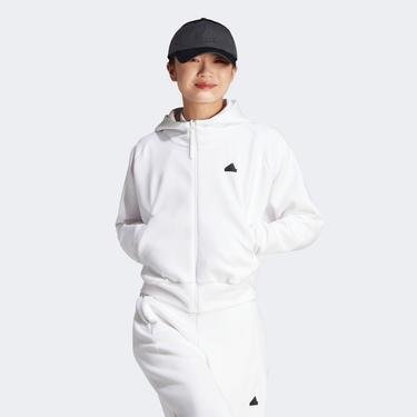  adidas Z.N.E. Full-Zip Kapüşonlu Kadın Beyaz Eşofman Üstü