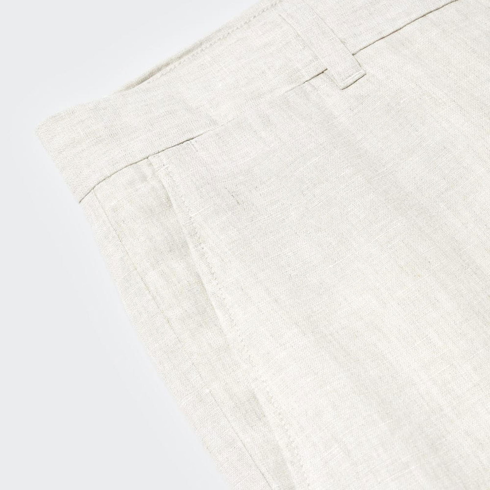 Mango Erkek Slim Fit %100 Keten Pantolon Ekru