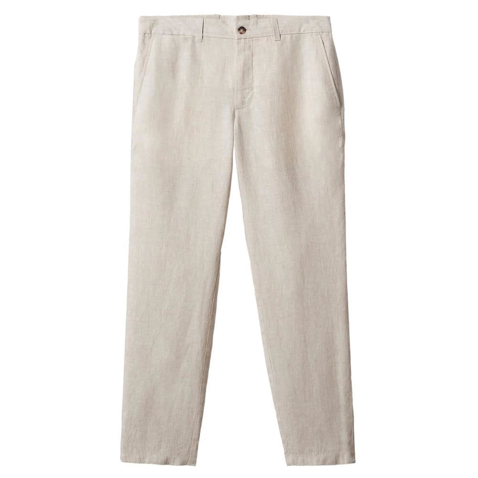 Mango Erkek Slim Fit %100 Keten Pantolon Ekru