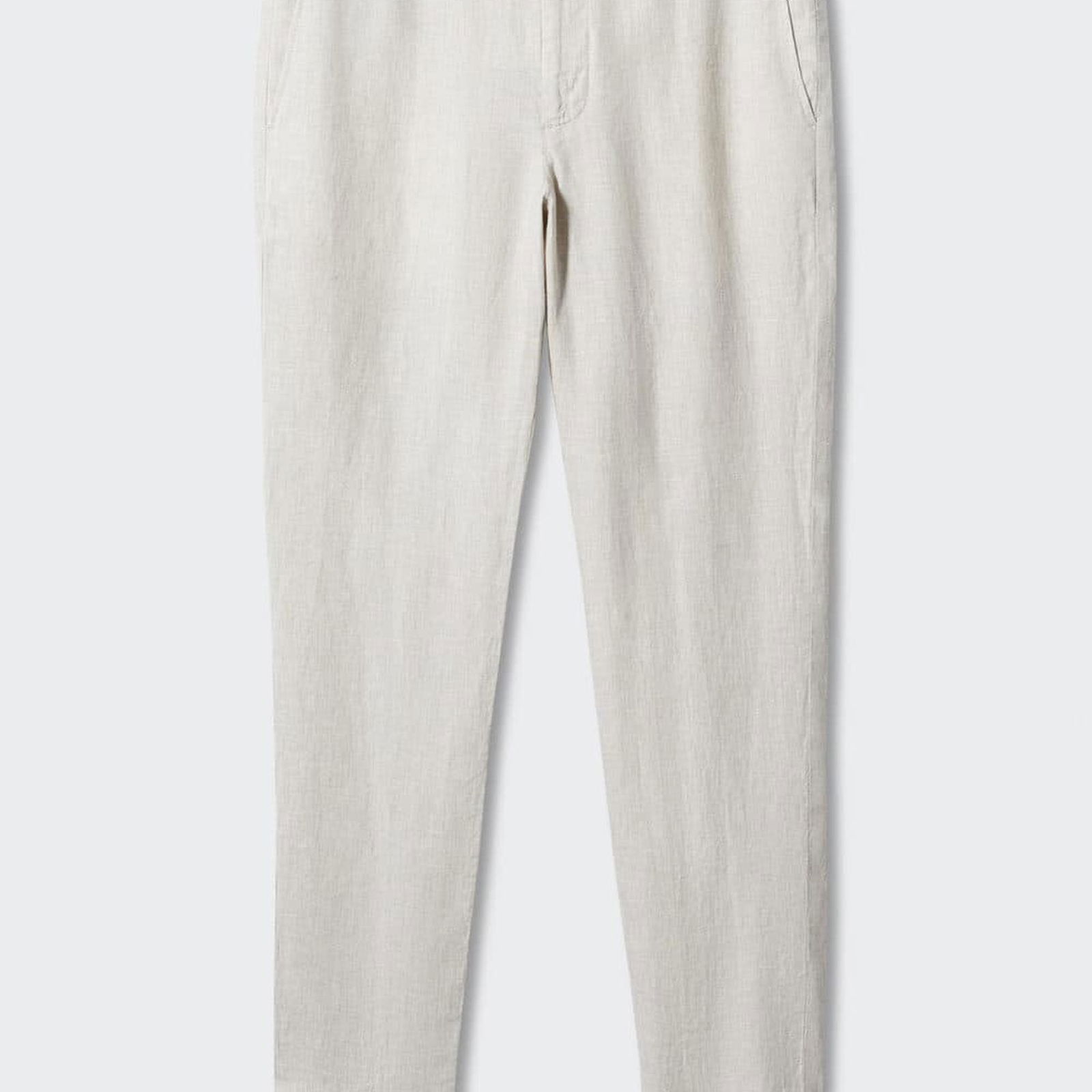 Mango Erkek Slim Fit %100 Keten Pantolon Ekru