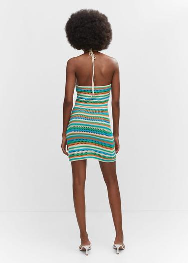  Mango Kadın Halter Yaka Dantel Elbise Pastel Yeşil