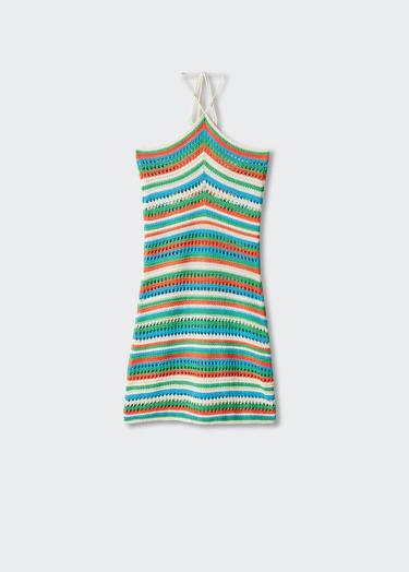  Mango Kadın Halter Yaka Dantel Elbise Pastel Yeşil