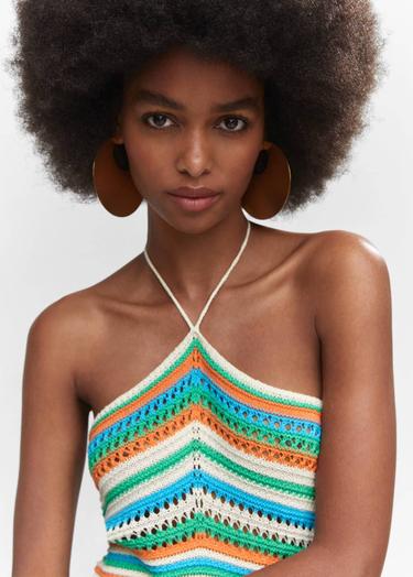  Mango Kadın Halter Yaka Dantel Elbise Pastel Yeşil