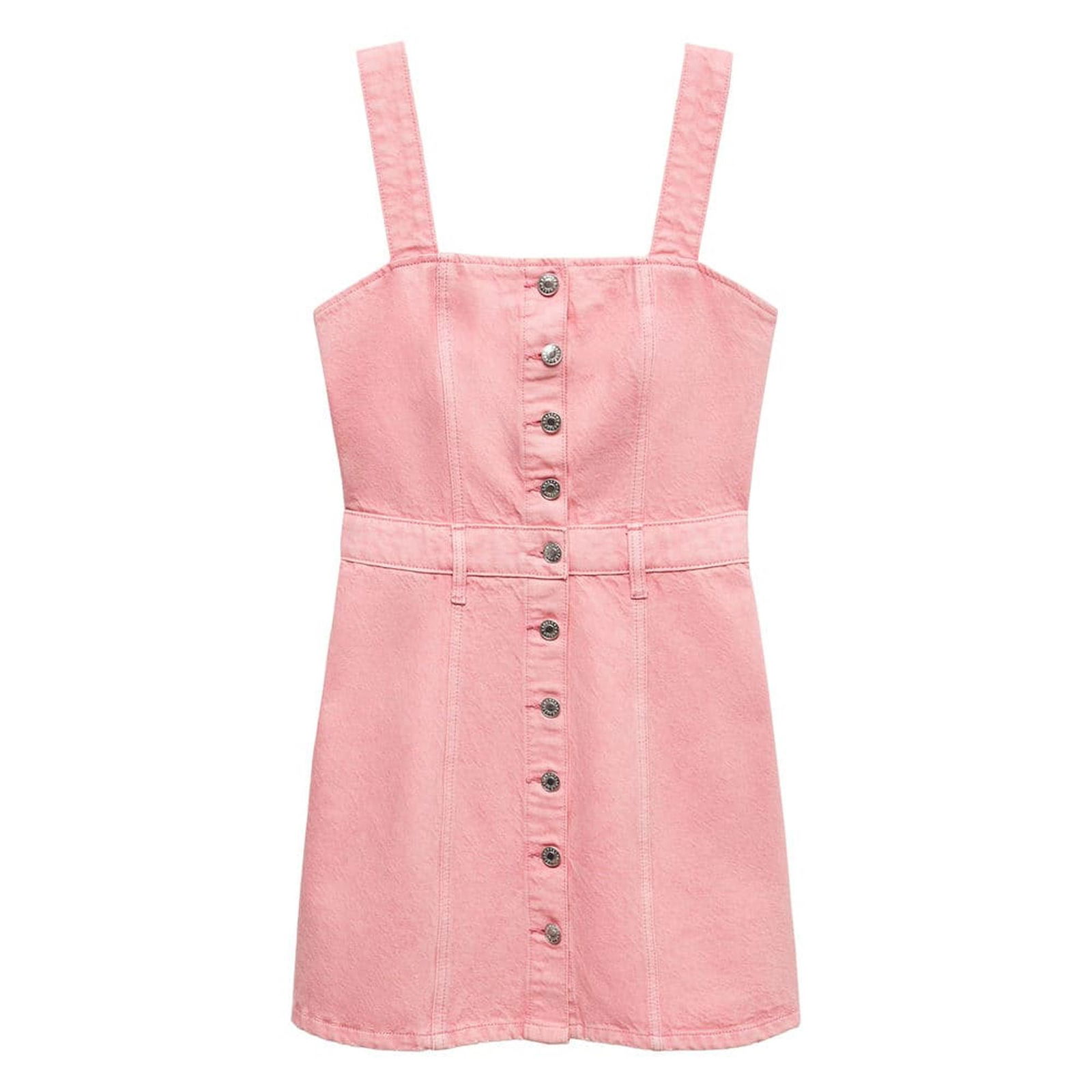 Mango Kadın Düğmeli Denim Elbise Şeker Pembe