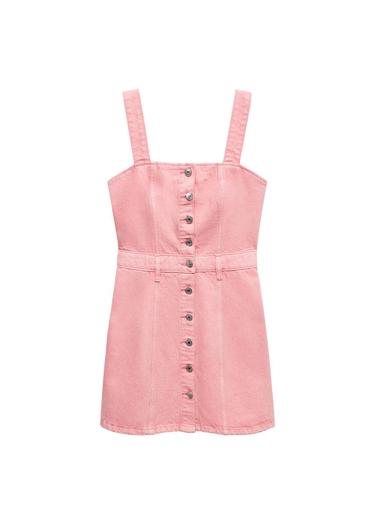  Mango Kadın Düğmeli Denim Elbise Şeker Pembe