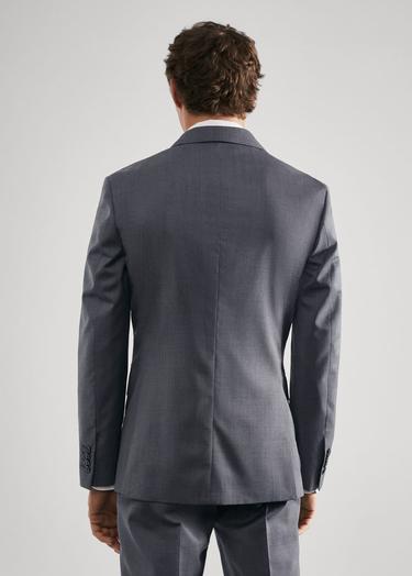  Mango Erkek Kırkım Yünlü Dar Kesim Takım Blazer Ceket Gri