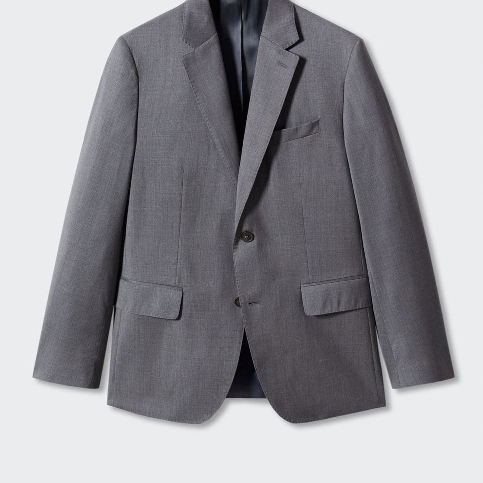 Mango Erkek Kırkım Yünlü Dar Kesim Takım Blazer Ceket Gri