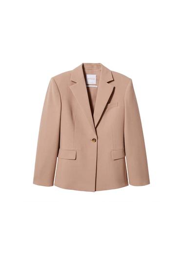  Mango Kadın Cepleri Dikişli Kumaş Blazer Ceket Deniz Mavisi