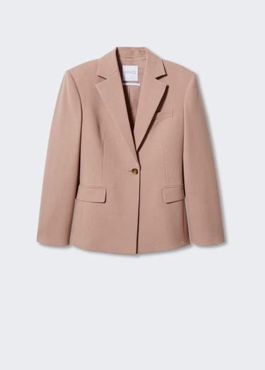  Mango Kadın Cepleri Dikişli Kumaş Blazer Ceket Deniz Mavisi