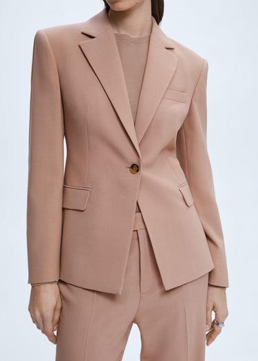  Mango Kadın Cepleri Dikişli Kumaş Blazer Ceket Deniz Mavisi