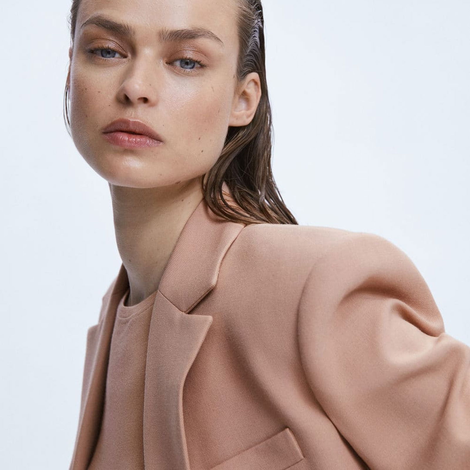Mango Kadın Cepleri Dikişli Kumaş Blazer Ceket Deniz Mavisi