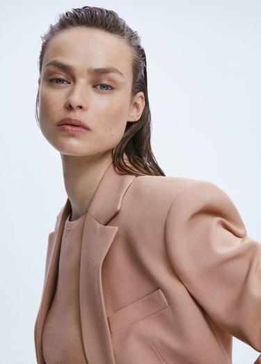  Mango Kadın Cepleri Dikişli Kumaş Blazer Ceket Deniz Mavisi