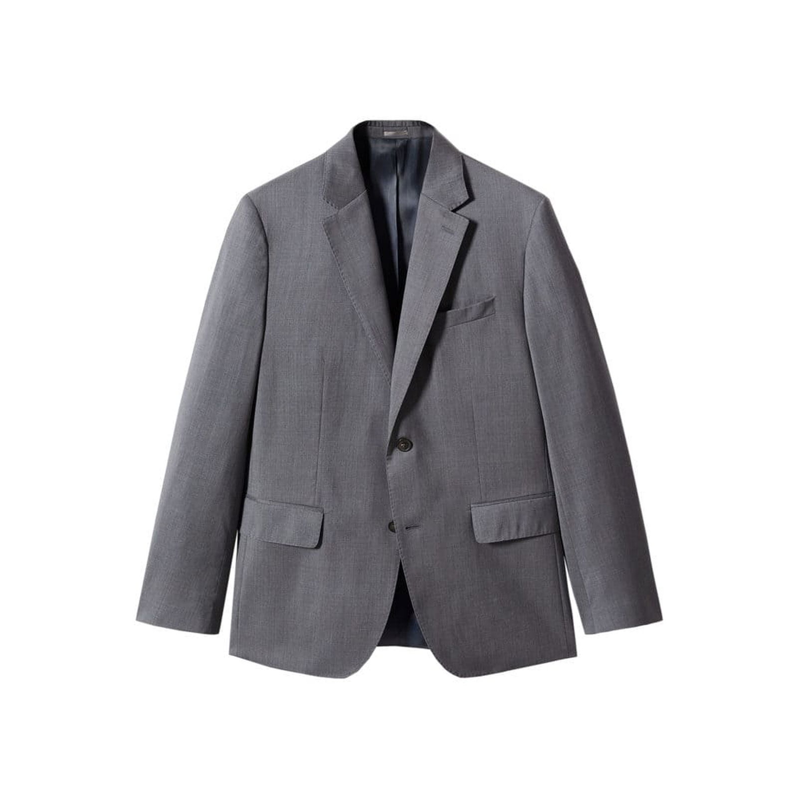 Mango Erkek Kırkım Yünlü Dar Kesim Takım Blazer Ceket Gri