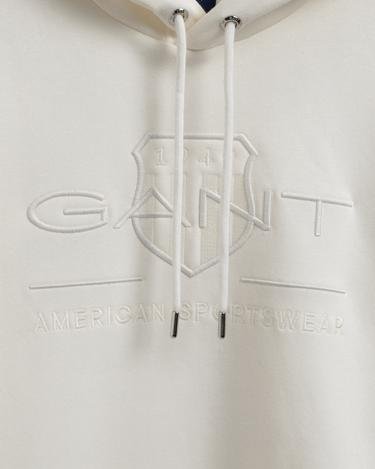  Gant Erkek Bej Regular Fit Kapüşonlu Logolu Sweatshirt