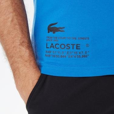  Lacoste Active Erkek Slim Fit Baskılı Mavi Polo
