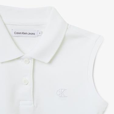  Calvin Klein Monogram Pique Top Çocuk Beyaz T-Shirt