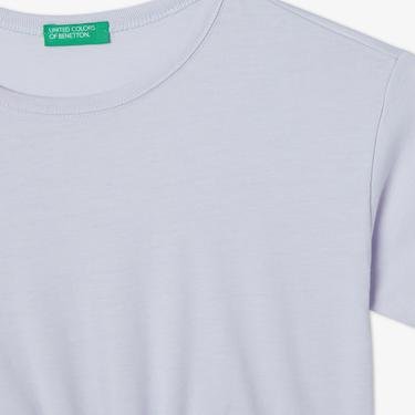  Benetton Logo Etiketli Çocuk Mor T-Shirt