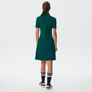 Lacoste Kadın Uzun Kollu Gömlek Yaka Yeşil Elbise