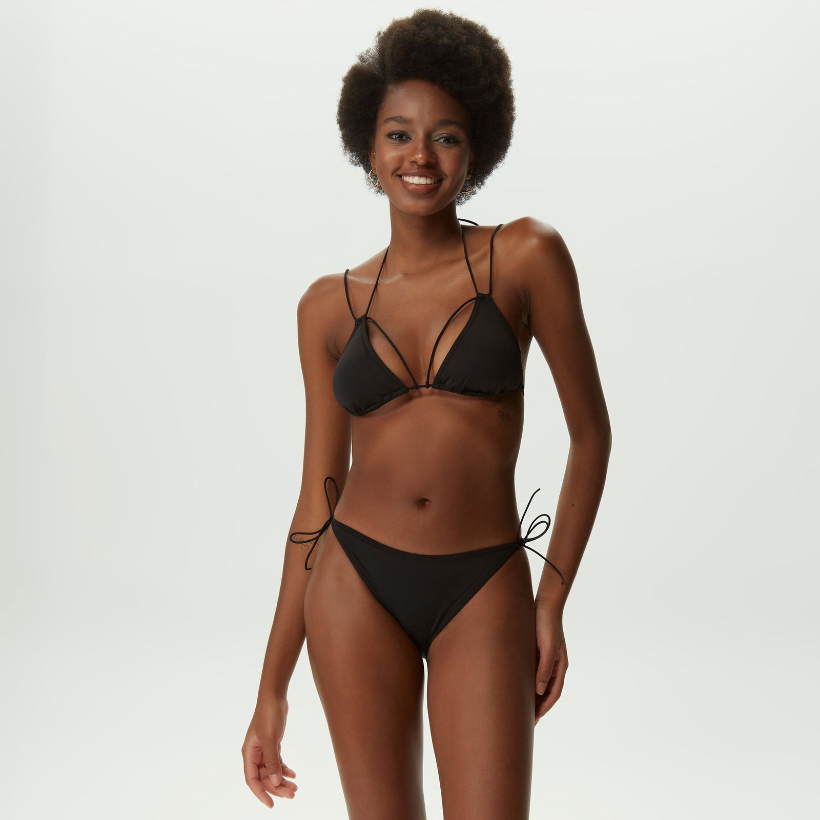 Calvin Klein Triangle İp Askılı Kadın Siyah Bikini Üstü