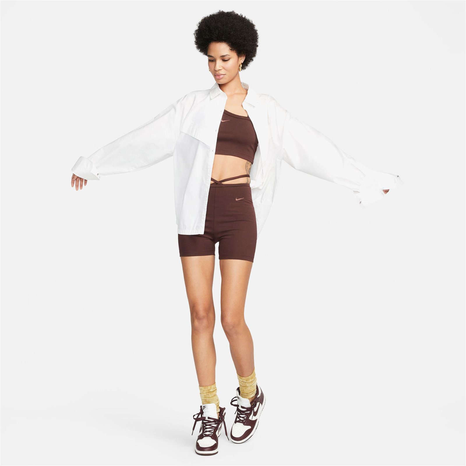 Nike Sportswear Evrdy Mod High Rise Bike Short Kadın Kahverengi Tayt