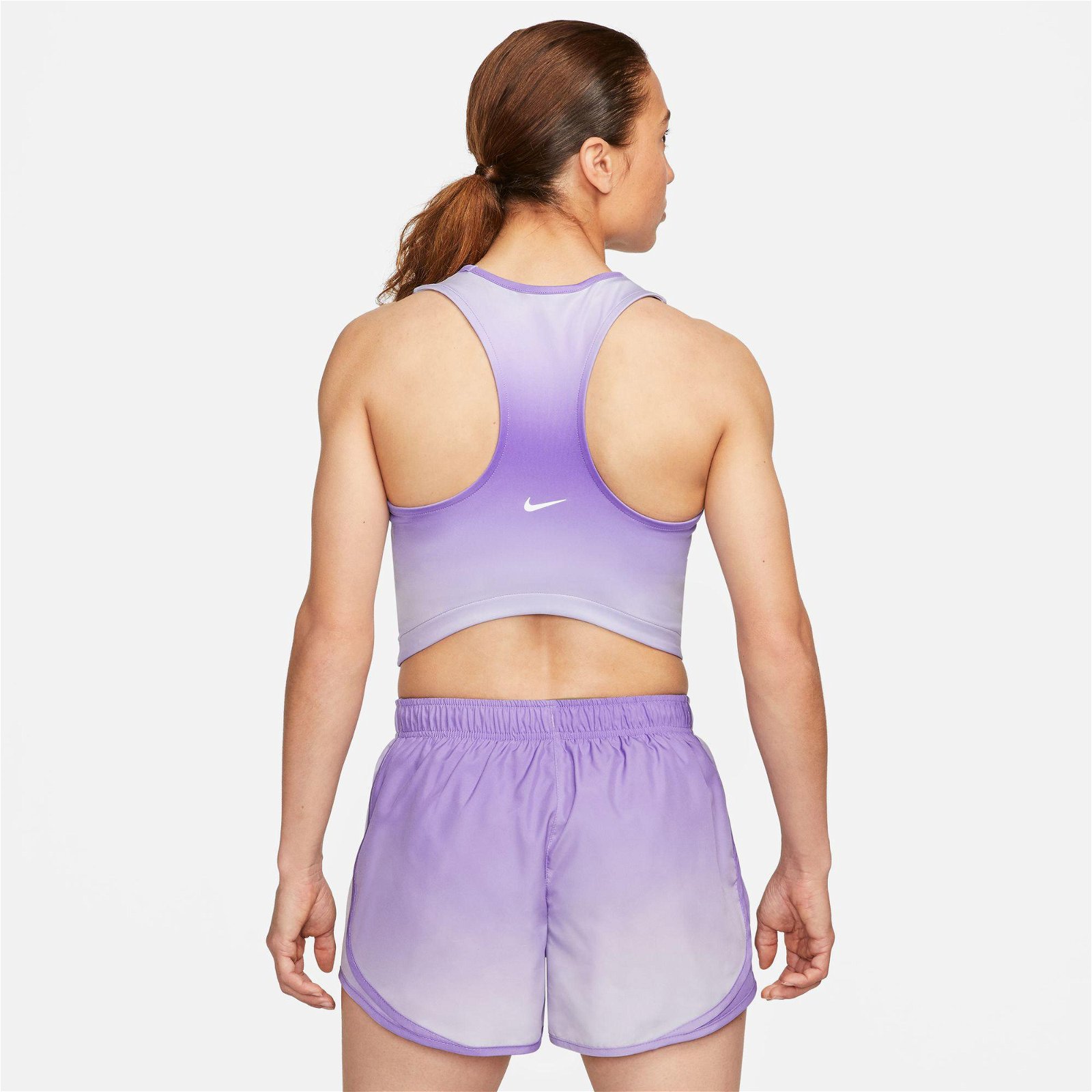 Nike Dri-Fit Swoosh Print Crop Tank Kadın Mor Kolsuz T-Shirt
