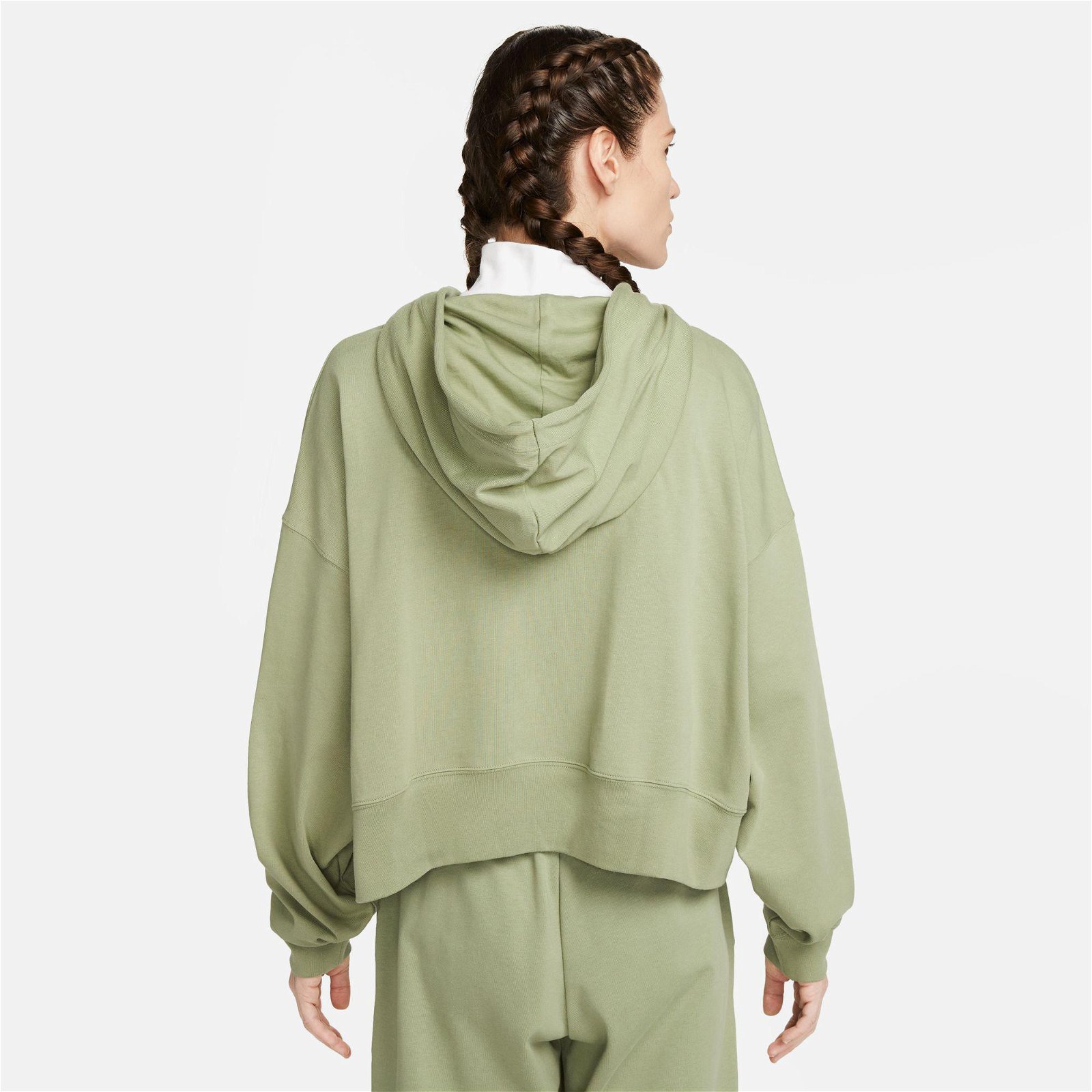 Nike Sportswear Jersey Oversize Pullover Hoodie Kadın Yeşil Sweatshirt