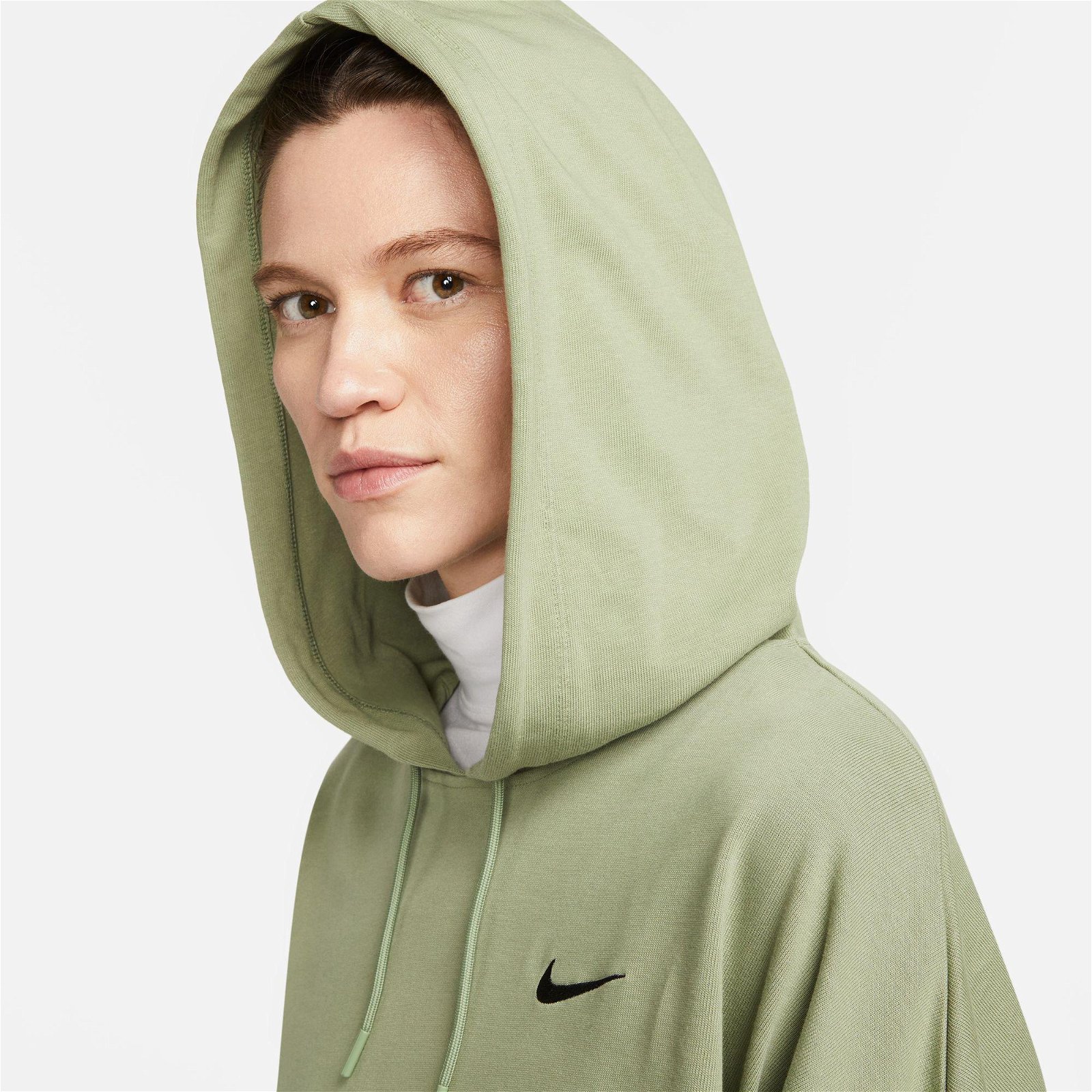 Nike Sportswear Jersey Oversize Pullover Hoodie Kadın Yeşil Sweatshirt