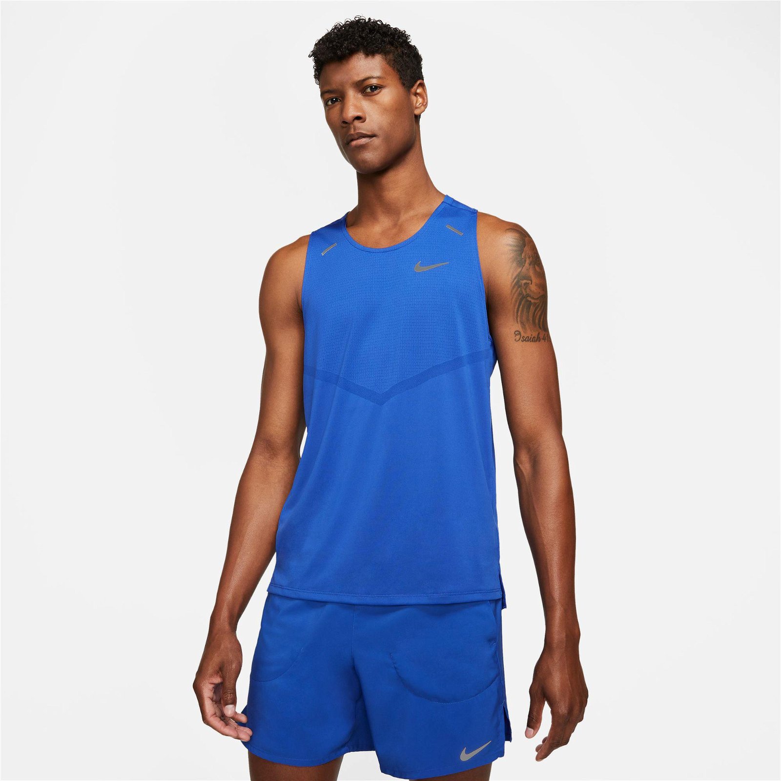 Nike Dri-FIT Rise 365 Tank Erkek Mavi Kolsuz T-Shirt