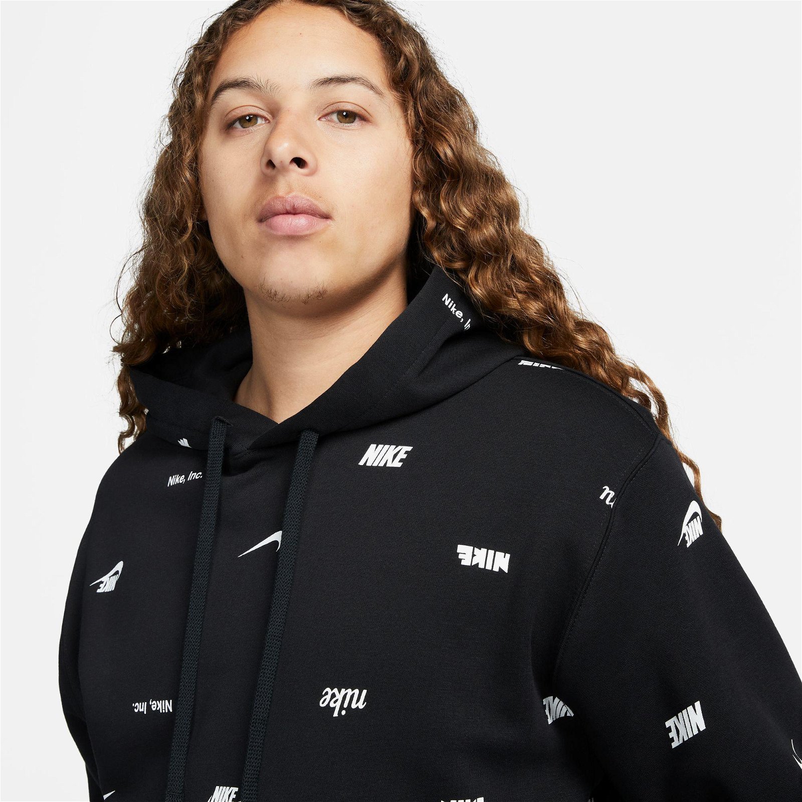 Nike Club+ Bb Pullover Hoodie Aop Erkek Siyah Sweatshirt