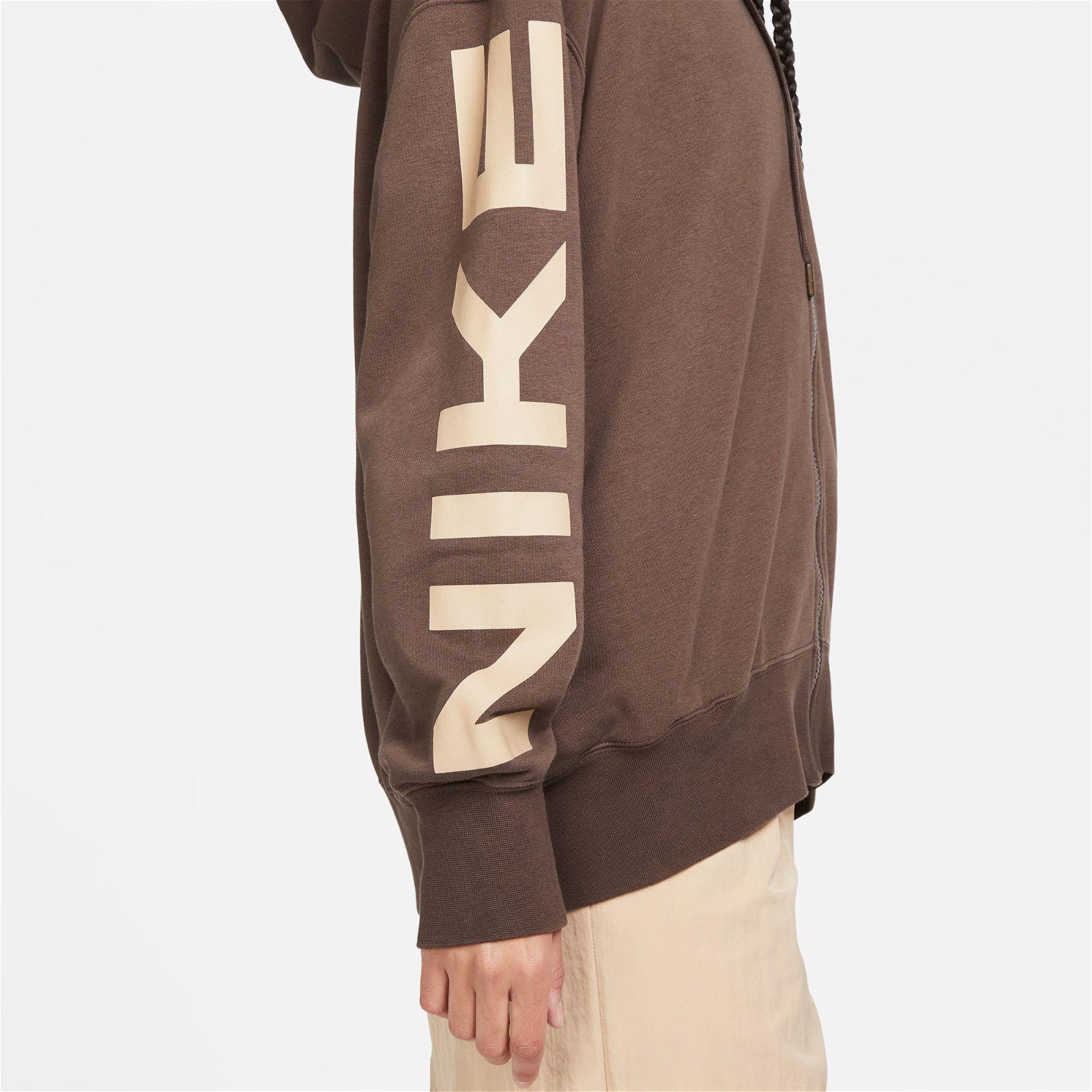 Nike Sportswear Air Fleece Oversize Full Zip Hooded Kadın Kahverengi Sweatshirt