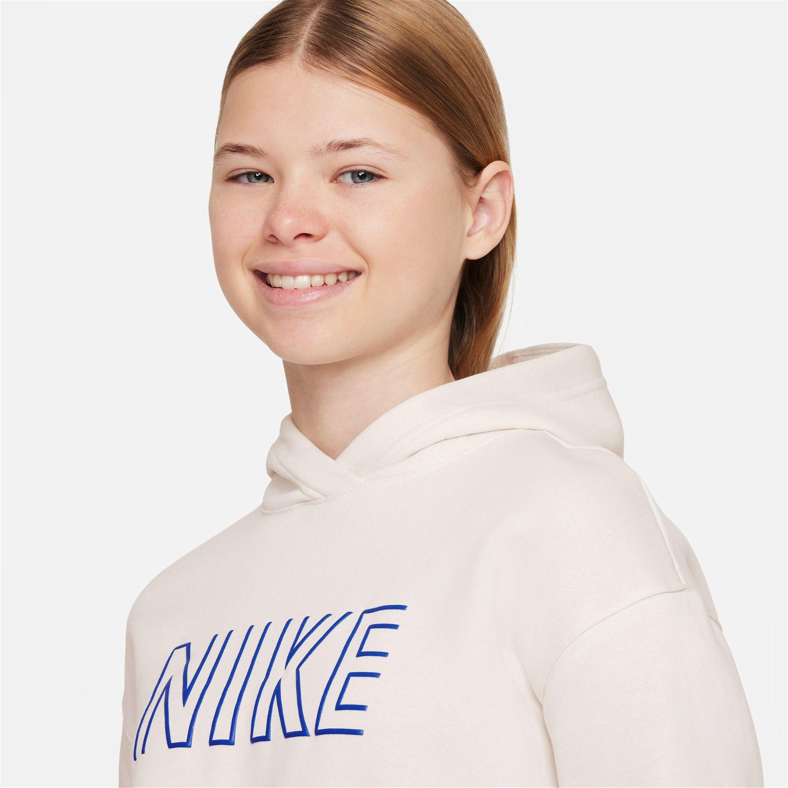 Nike Sportswear Oversize Pullover Hoodie Çocuk Krem Sweatshirt