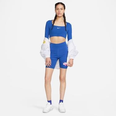  Nike Sportswear Crop Top Kadın Mavi Uzun Kollu T-Shirt