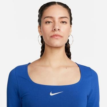  Nike Sportswear Crop Top Kadın Mavi Uzun Kollu T-Shirt