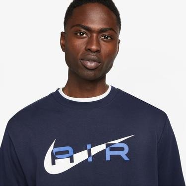  Nike Sportswear Swoosh Air Crew Fleece Erkek Mavi Uzun Kollu T-Shirt