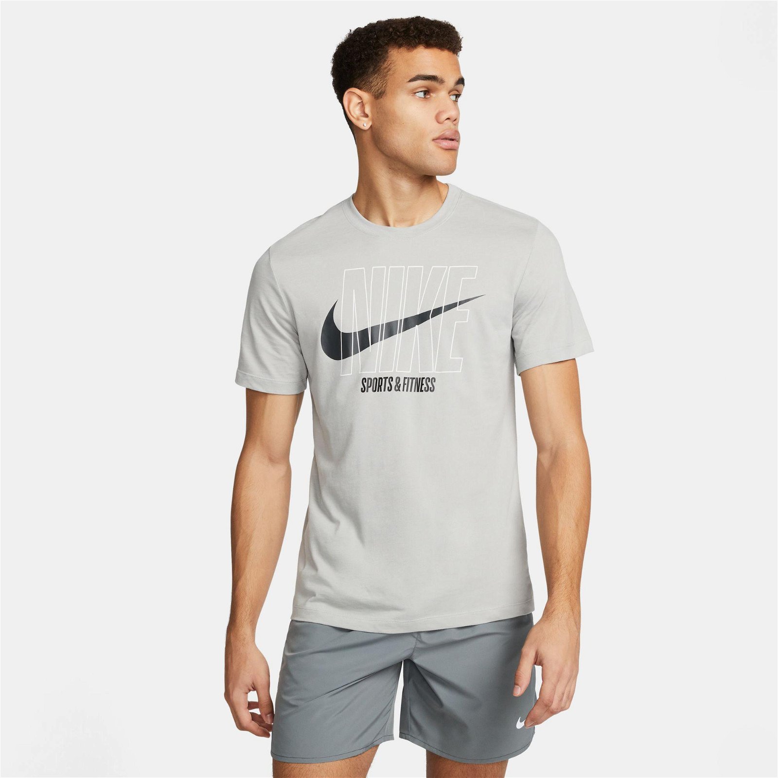 Nike Dri-FIT Slub Erkek Gri T-Shirt
