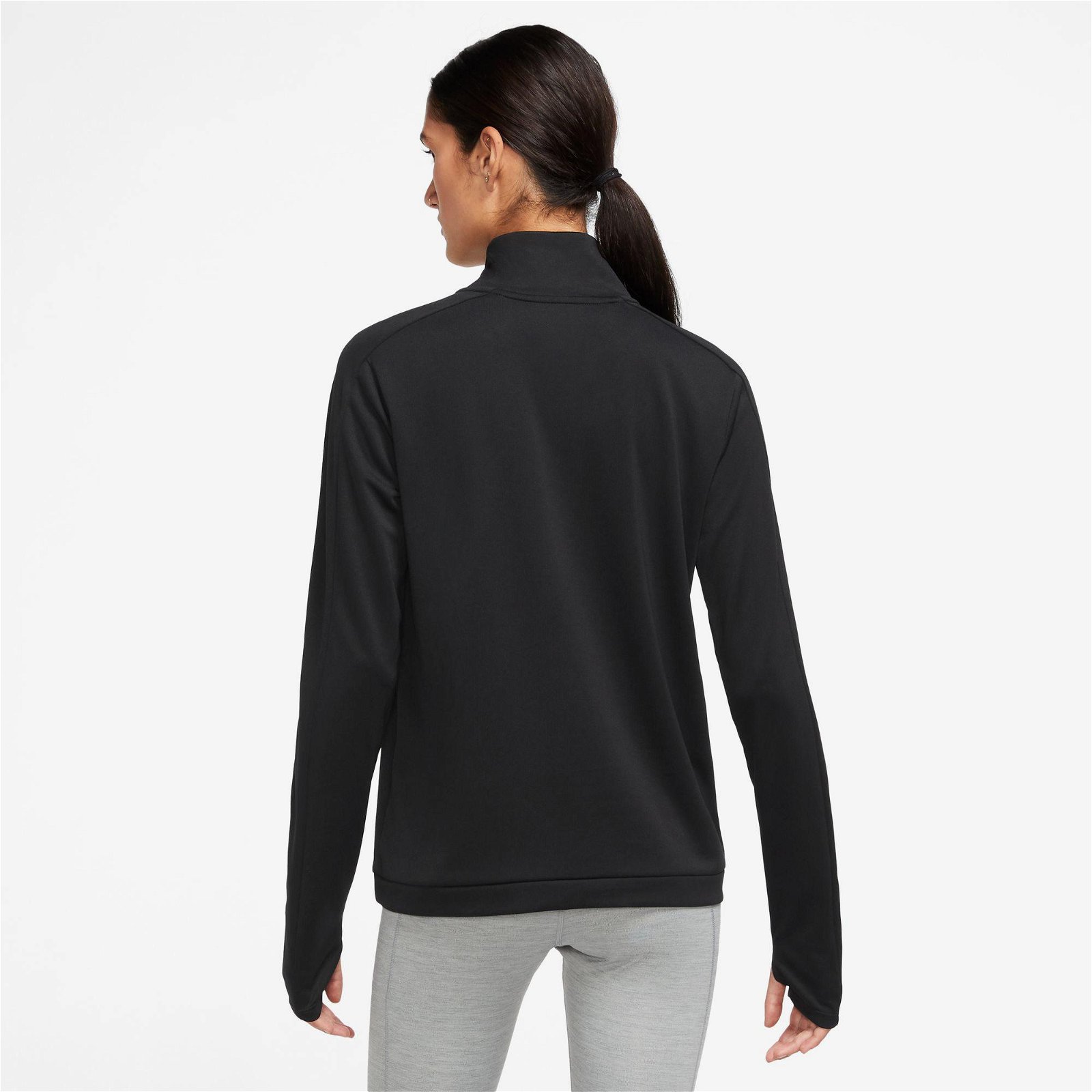 Nike Dri-FIT Swoosh Pacer Kadın Siyah Uzun Kollu T-Shirt