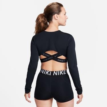  Nike Pro Dri-FIT Crop Ls Femme Kadın Siyah Uzun Kollu T-Shirt
