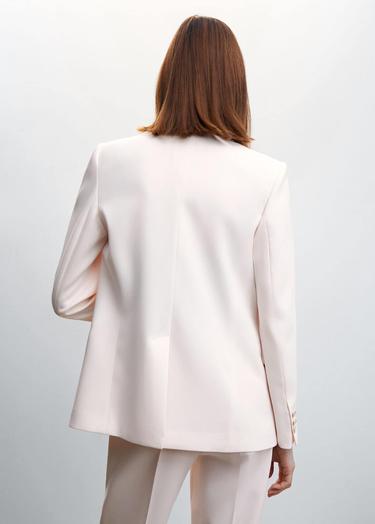  Mango Kadın Düğmeli Kumaş Blazer Ceket Ten Rengi
