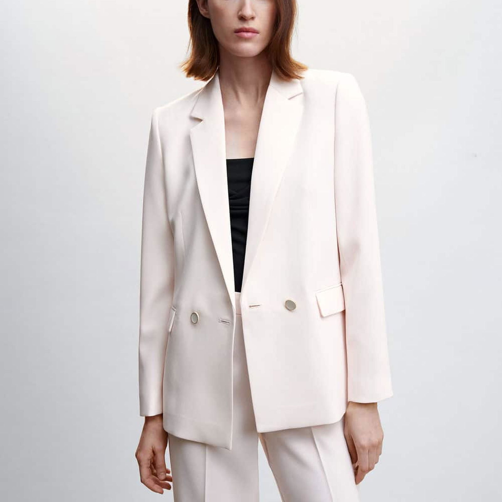 Mango Kadın Düğmeli Kumaş Blazer Ceket Ten Rengi