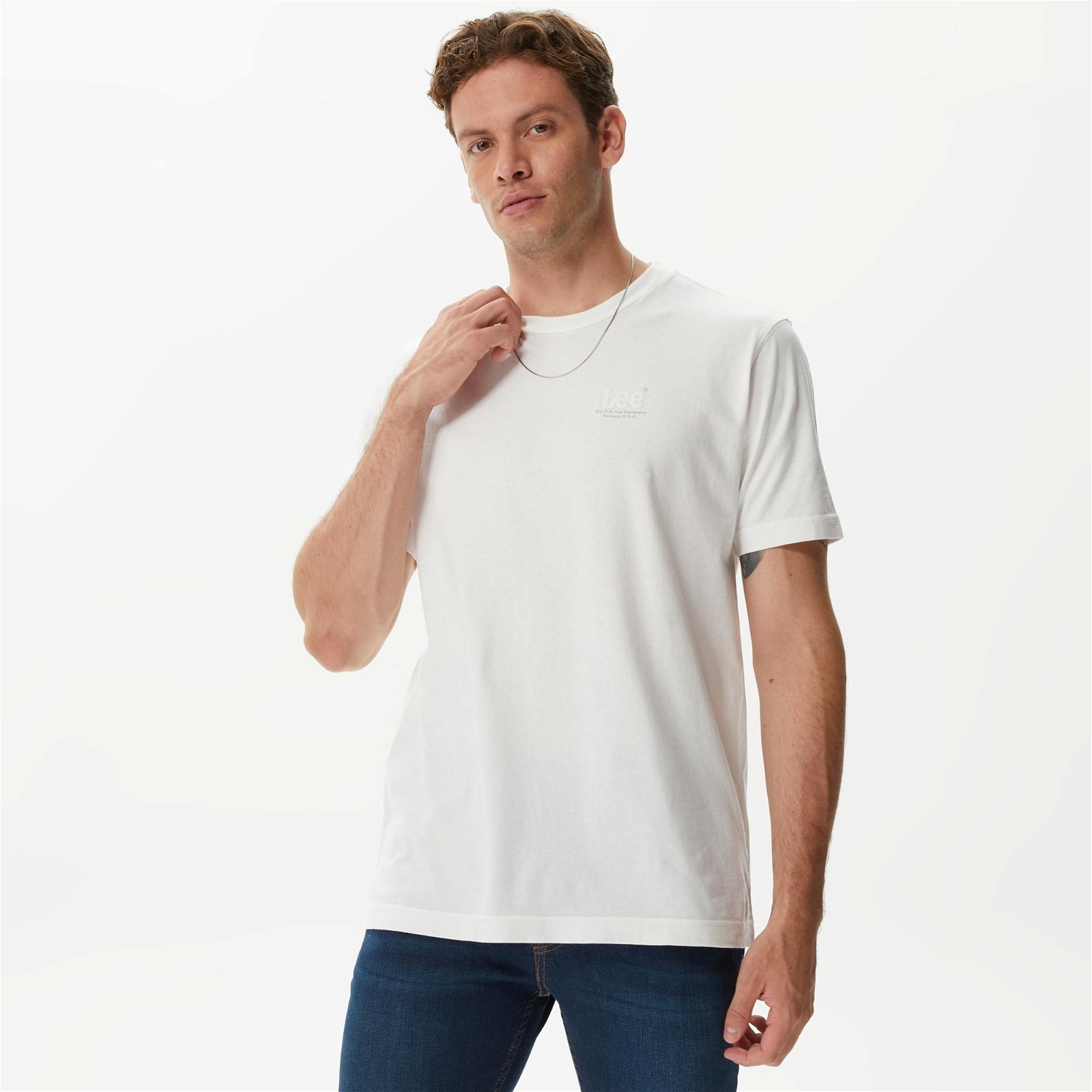 Lee Uzun Kollu Erkek Beyaz T-Shirt