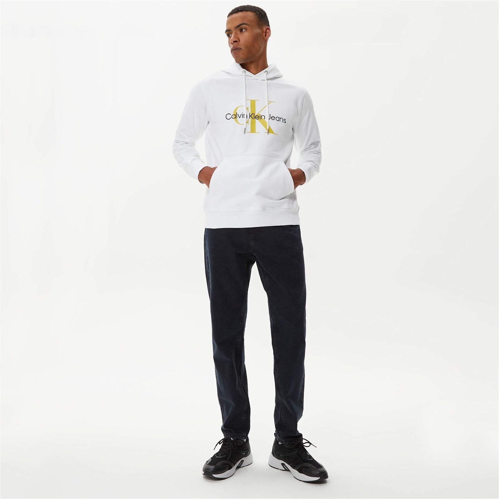 Calvin Klein Seasonal Monologo Regular Beyaz Erkek Sweatshirt