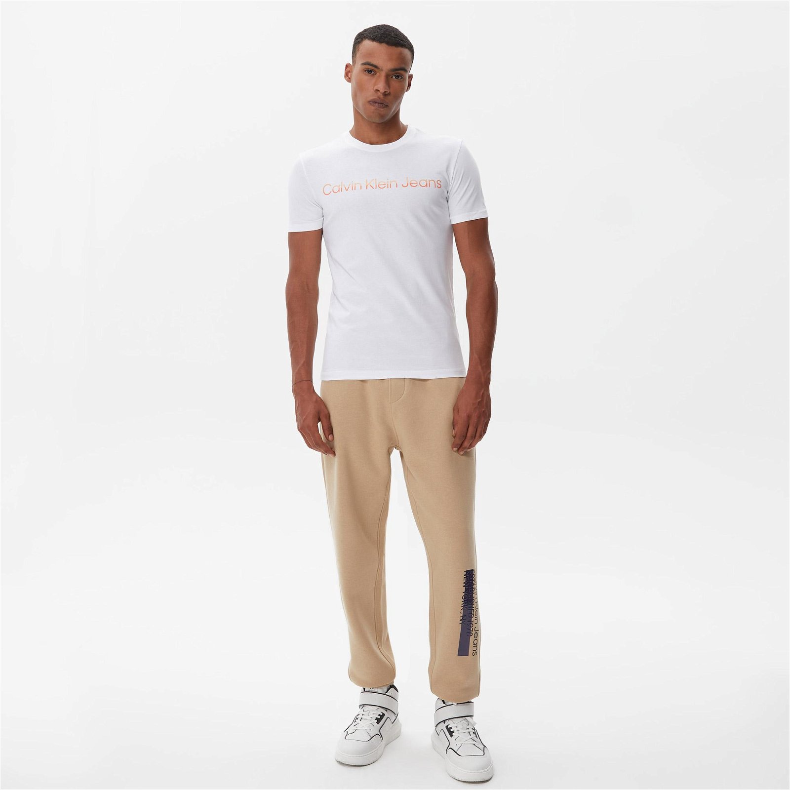 Calvin Klein Mixed Institutional Beyaz Erkek T-Shirt