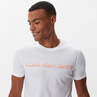  Calvin Klein Mixed Institutional Beyaz Erkek T-Shirt