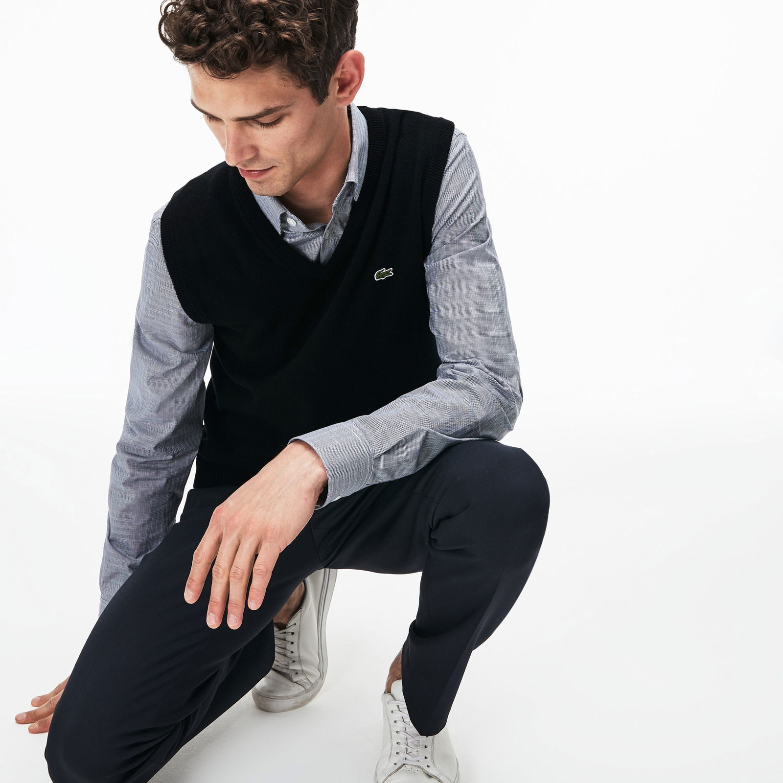 Lacoste Erkek V Yaka Yün Siyah Süveter