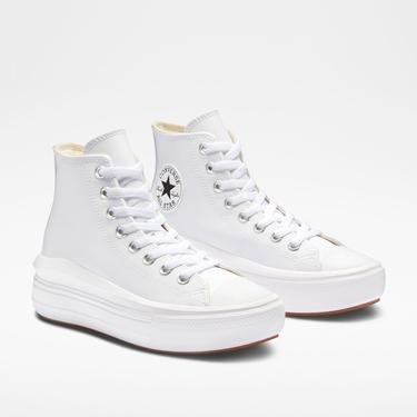  Converse Chuck Taylor All Star Move Platform Foundational Leather Kadın Beyaz Sneaker