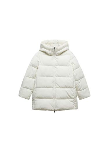 Mango Kadın Kapüşonlu Kapitone Anorak Kırık Beyaz