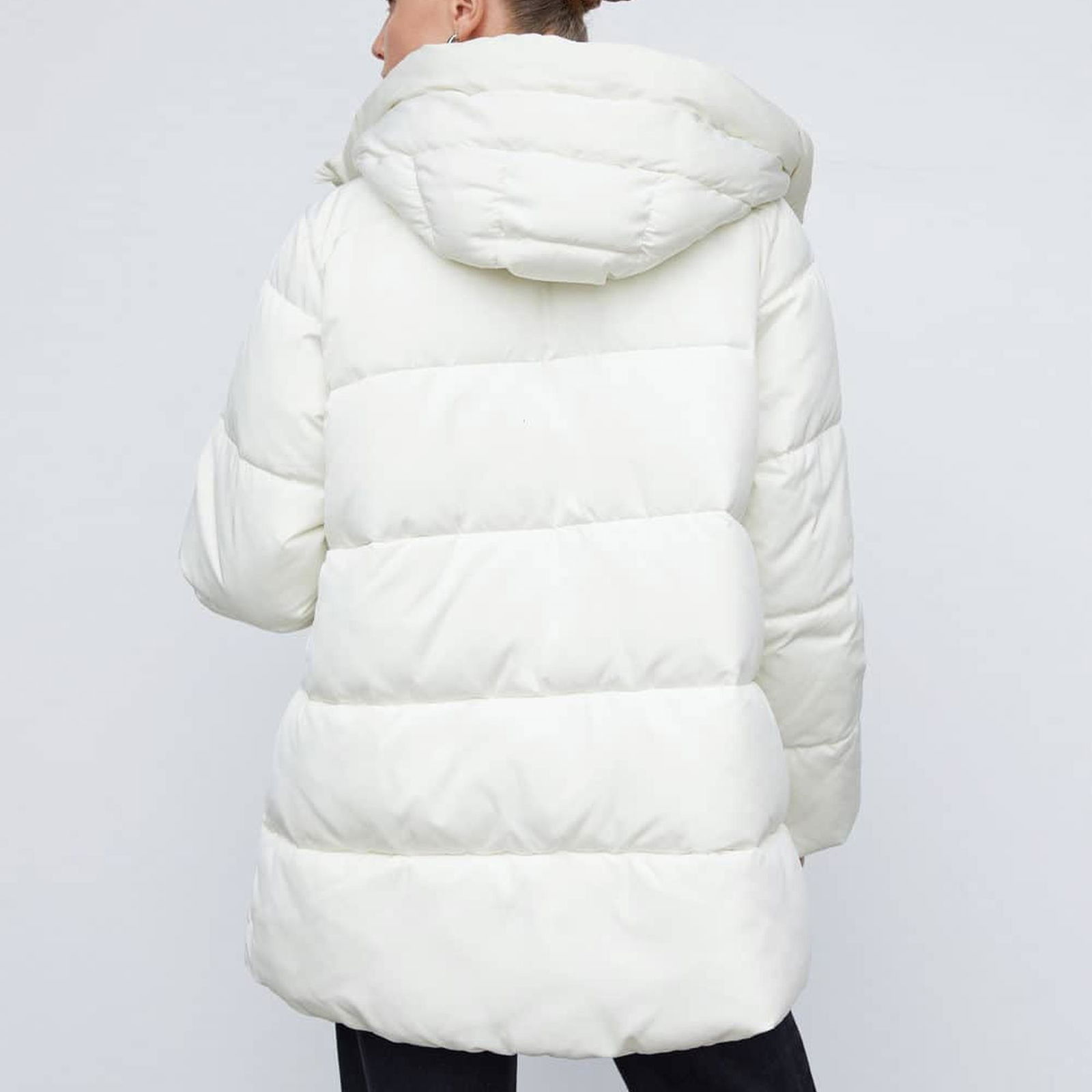 Mango Kadın Kapüşonlu Kapitone Anorak Kırık Beyaz