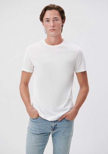  Mavi Beyaz Basic Tişört Slim Fit / Dar Kesim 065574-620
